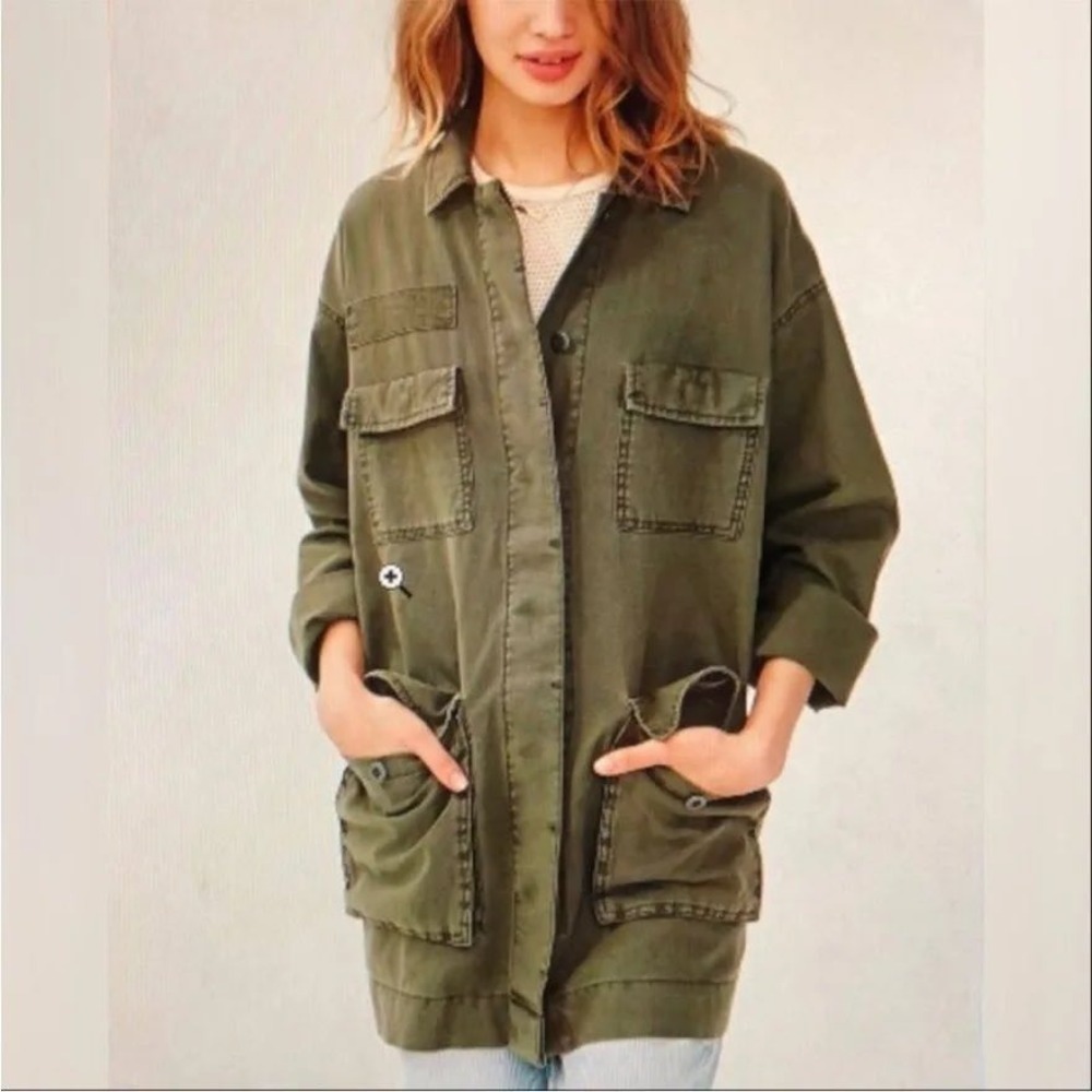 BDG Urban Outfitters Olive Green Linen Blend Field Jacket Utility Coat Medium